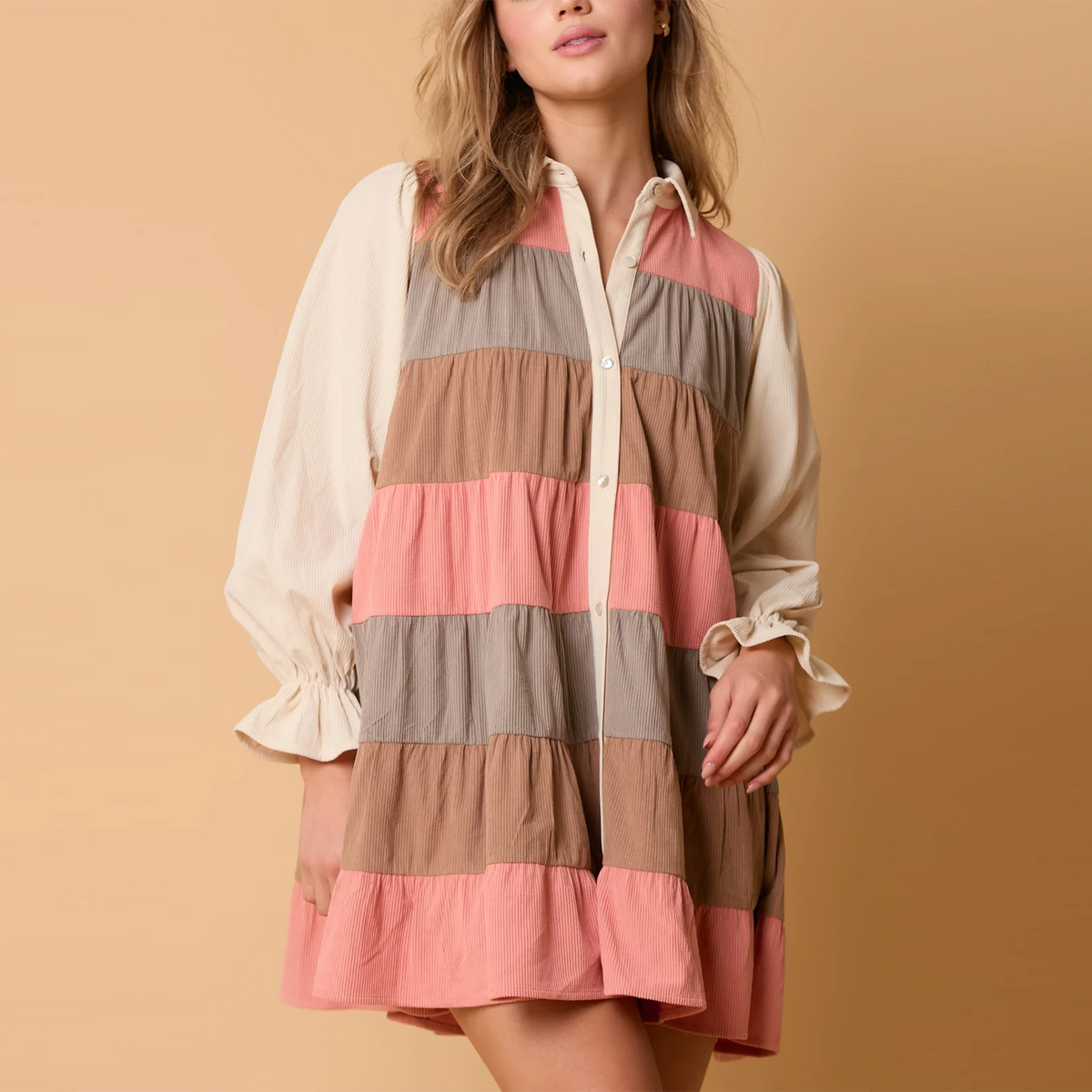 Minivestido camisero con estampado a cuadros para mujer, ...