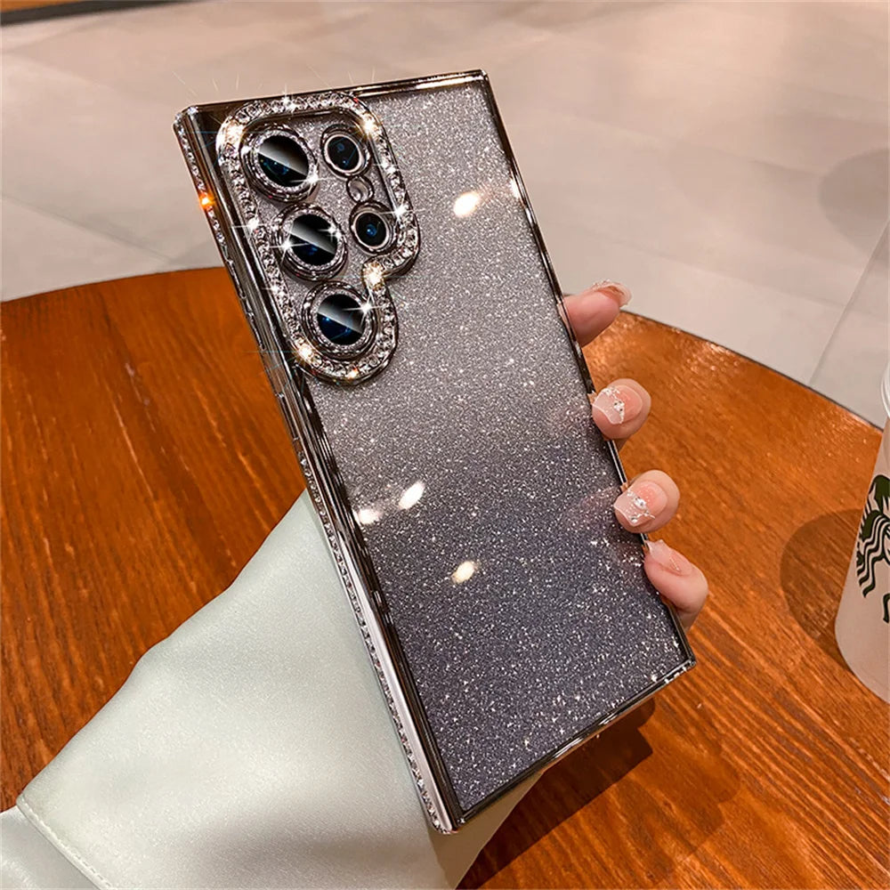 Colorful gradient glitter phone case from Corporación Turística, featuring shiny sparkles and a stylish design.