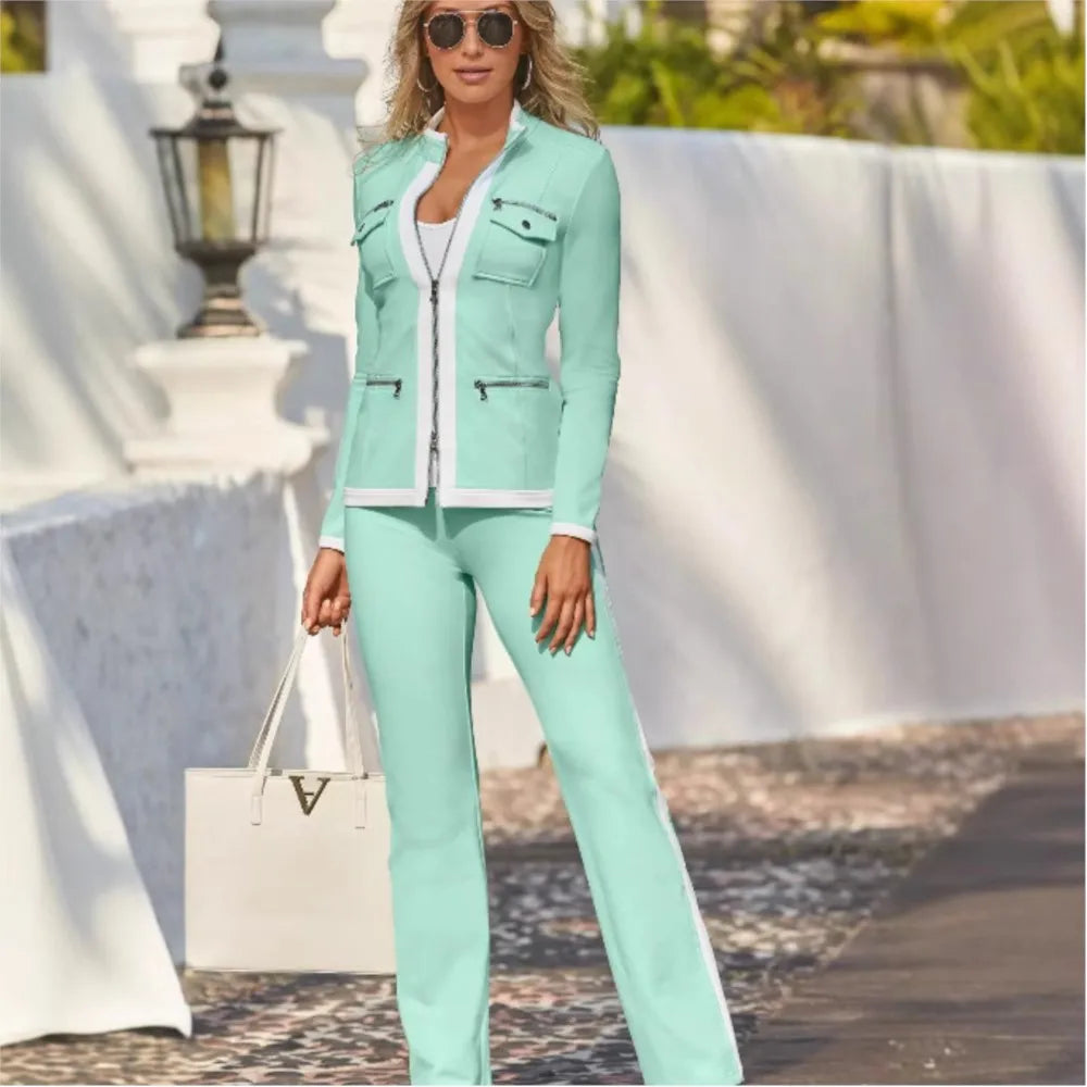 Conjunto de 2 piezas de pantalones informales de Color a ...