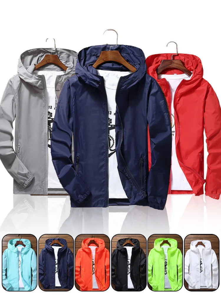 Quick-drying cycling and running rain jacket by Corporación Turística, lightweight waterproof protector for outdoor activities.