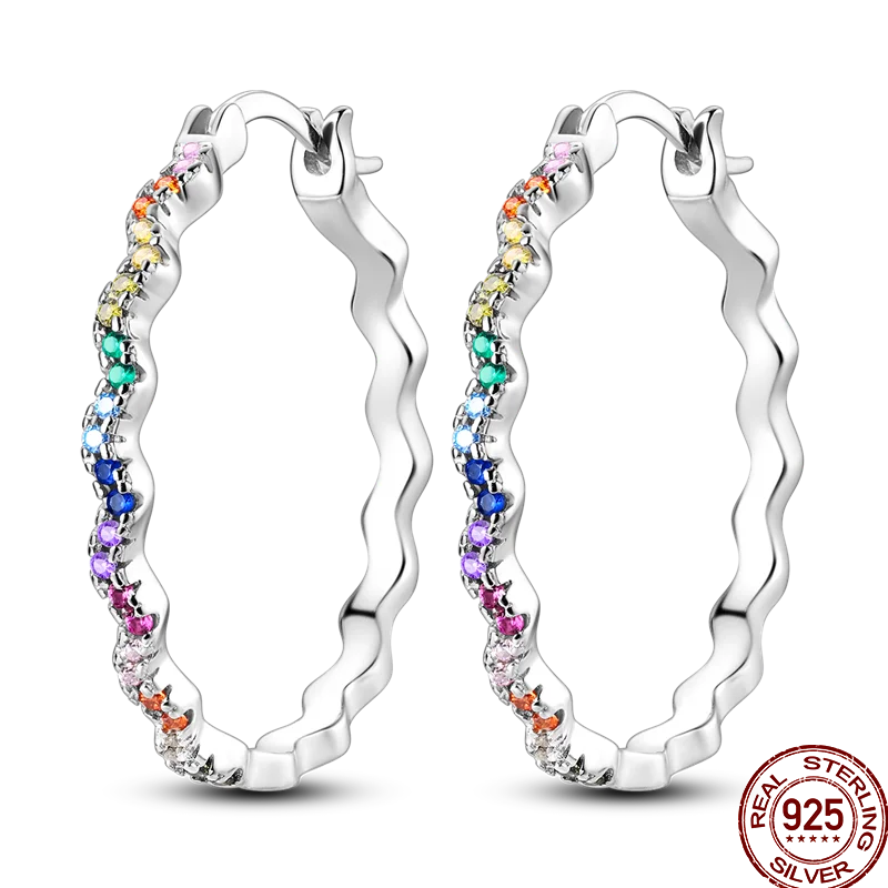 Pendientes Plata de Ley 925 coloridos pendientes de circó...