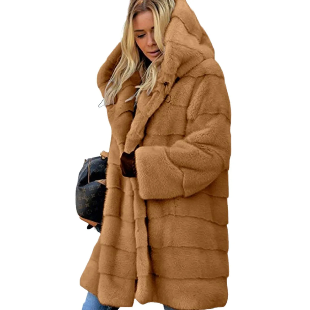 Abrigo cálido de piel sintética para mujer, sudaderas con...