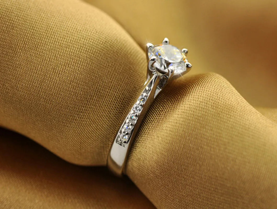 Anillo clásico de Plata de Ley 925 de lujo para mujer, jo...