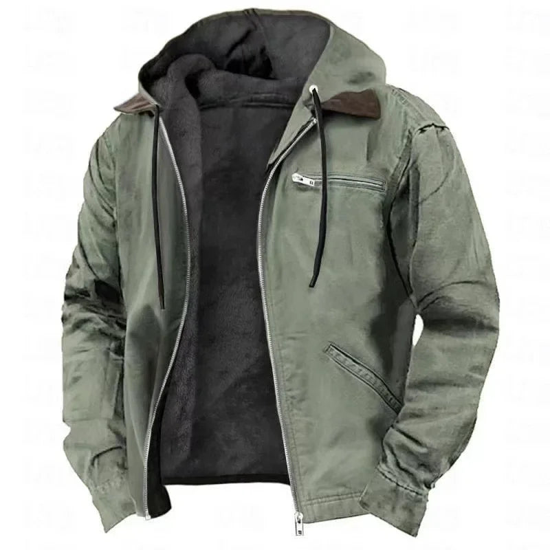 Chaquetas con Capucha Hombre: Abrigo Lana Cálido Cremallera