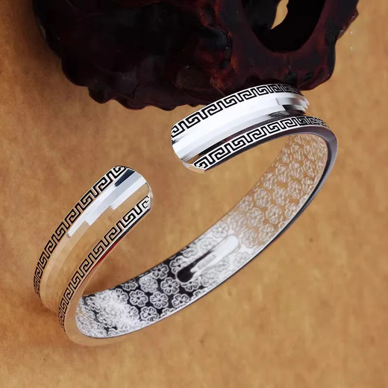 Pulsera de textura Circular de plata 925 para hombres y m...