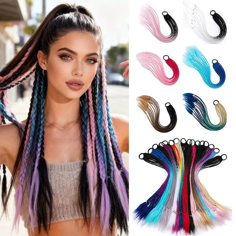 Extensiones de Cabello Sintético Multicolor Arcoíris, Tre...
