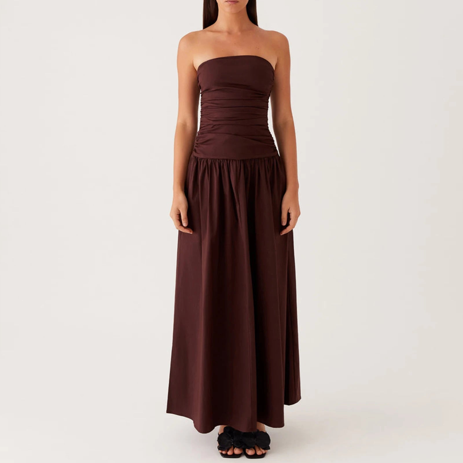 Vestido largo elegante sin tirantes para mujer, vestido v...