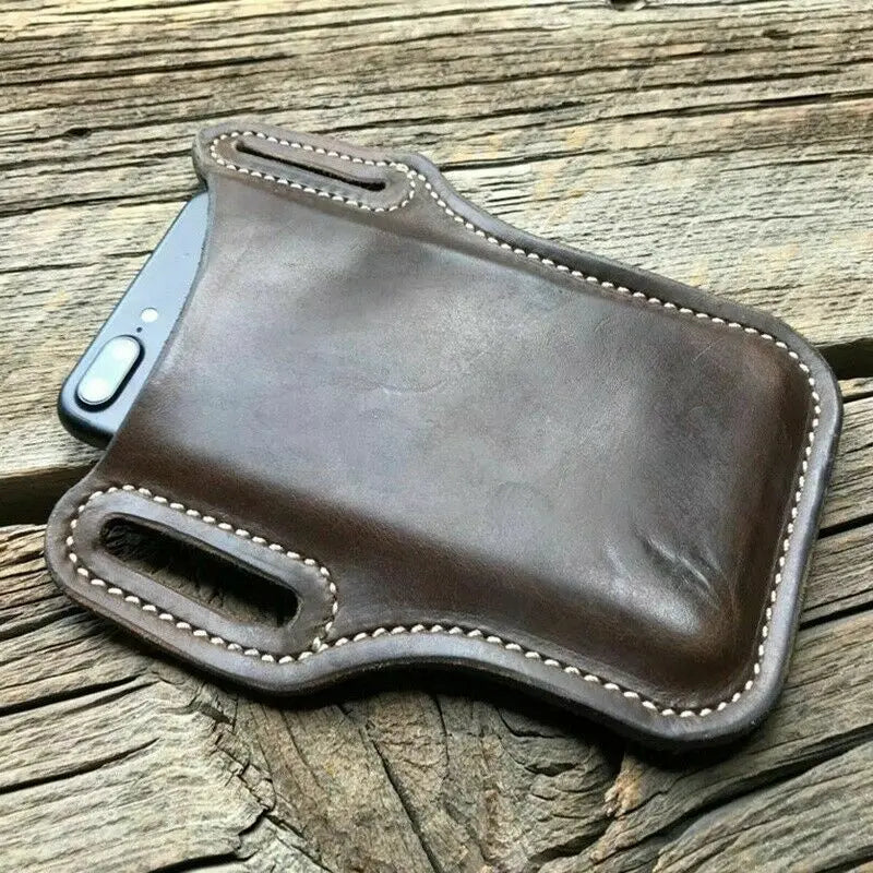 Riñonera de Cuero PU para Hombre - Billetera Móvil para Correr y Viajar