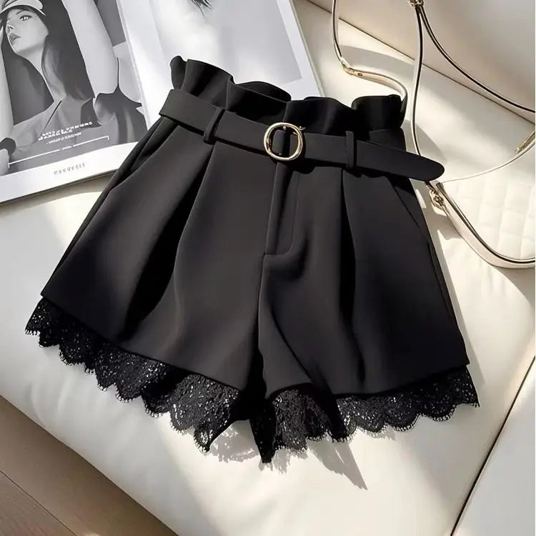 Shorts Negros de Moda para Mujer, Cintura Alta, Delgados,...