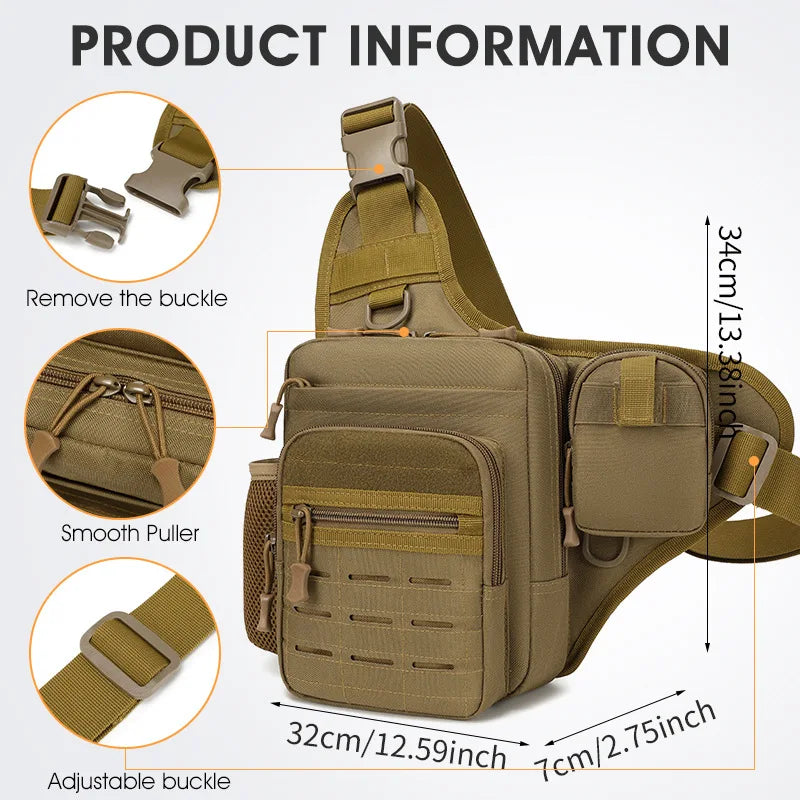 Bolsa táctica para acampar en el pecho, señuelo de pesca,...