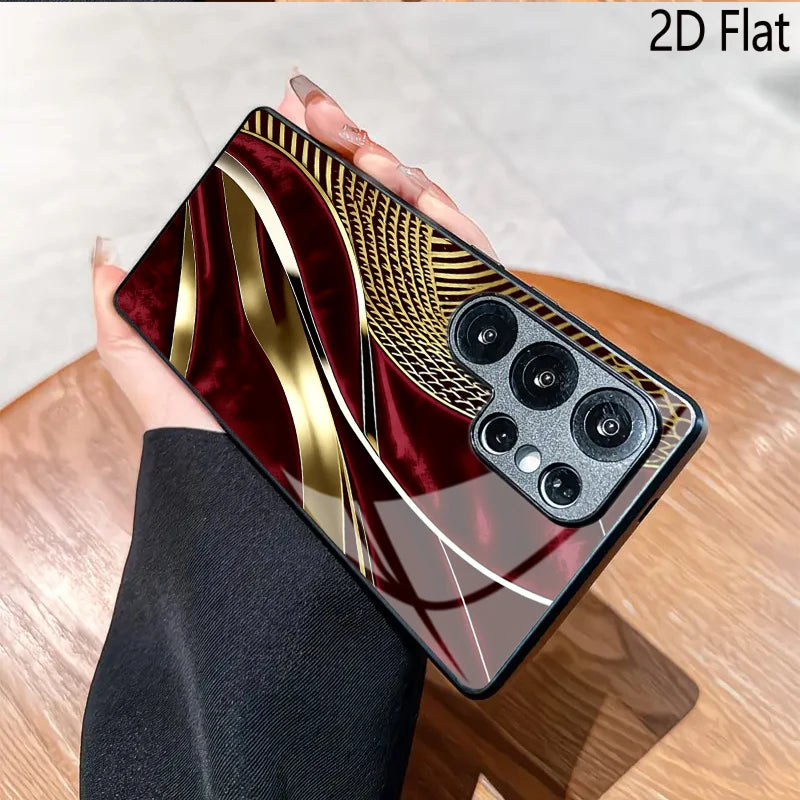 Soft golden velvet phone case for Samsung Galaxy, featuring a sleek and stylish design with precise cutouts.
