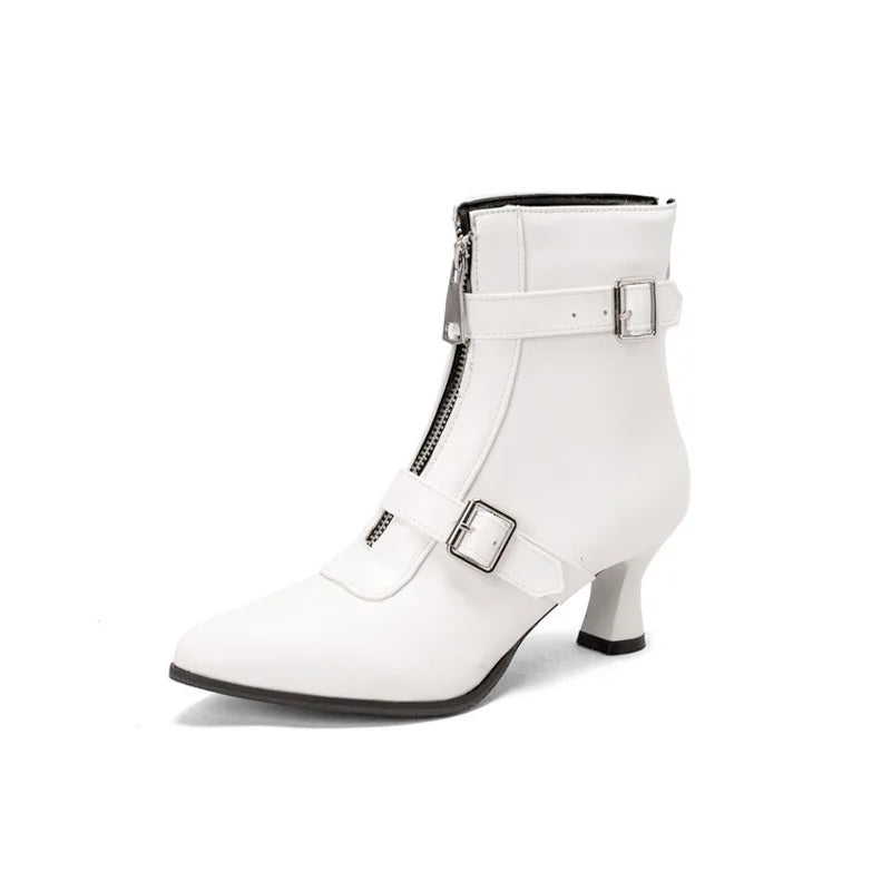 Botines de tacón grueso para mujer, zapatos de invierno c...