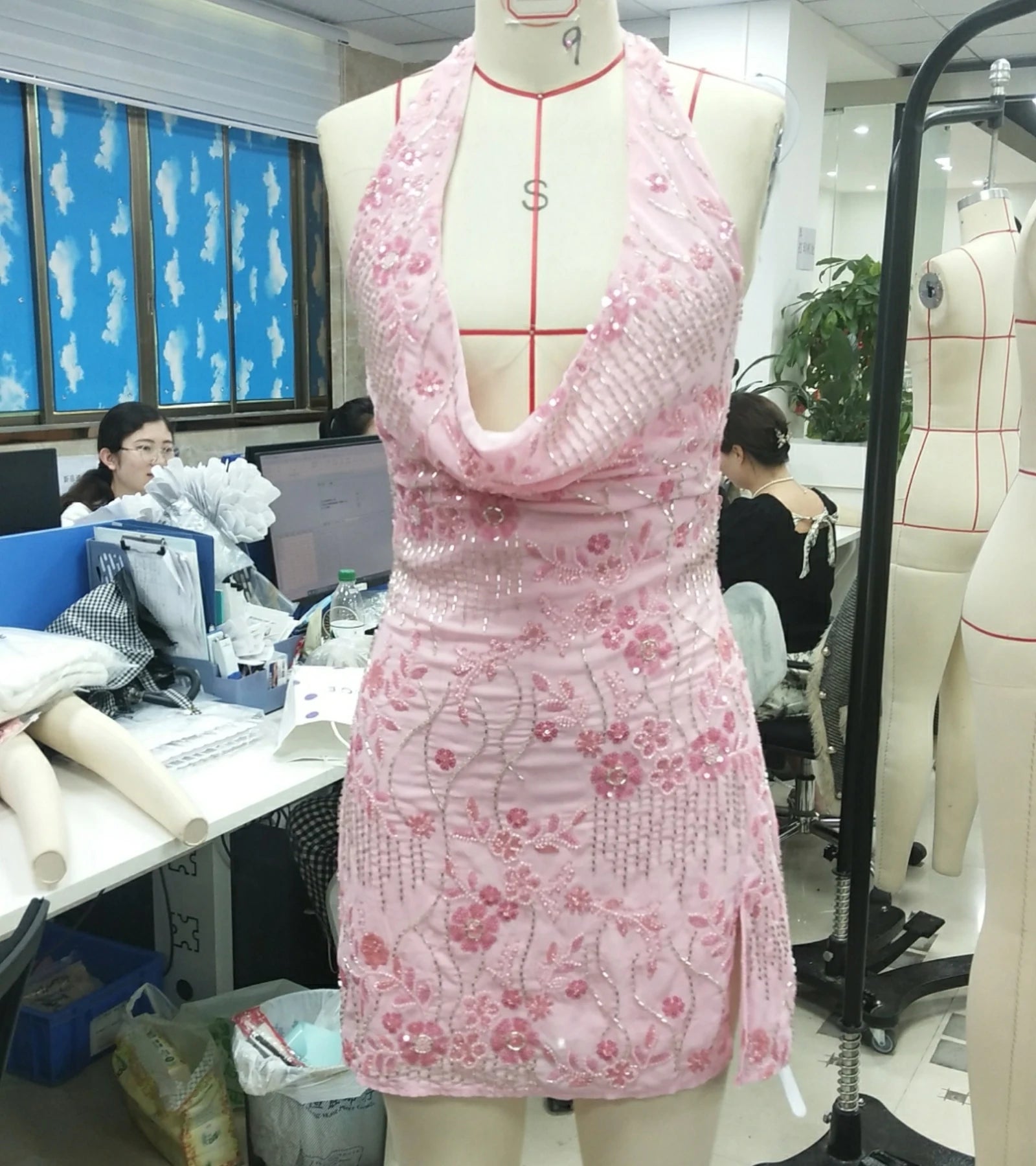 Minivestido Sexy con cuentas y purpurina para mujer, vest...