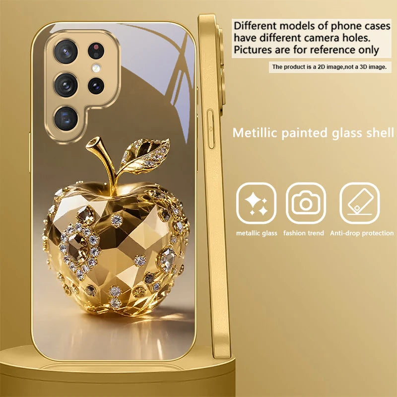 Gold dolphin phone case for Samsung Galaxy S20 FE, S21 Plus, S22, and S23, featuring a detailed gold dolphin design.
