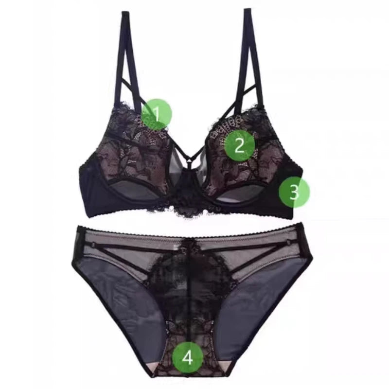 Latino style lingerie set with minimizer bra from Corporación Turística, featuring lace details and comfortable fit.