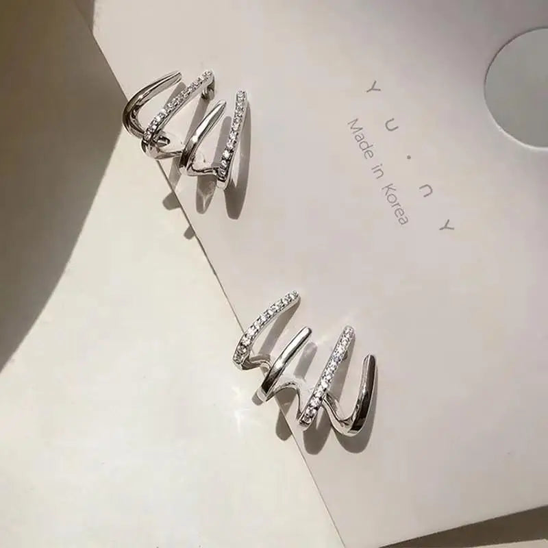 Pendientes de cisne de cristal hueco de aguja de plata 92...