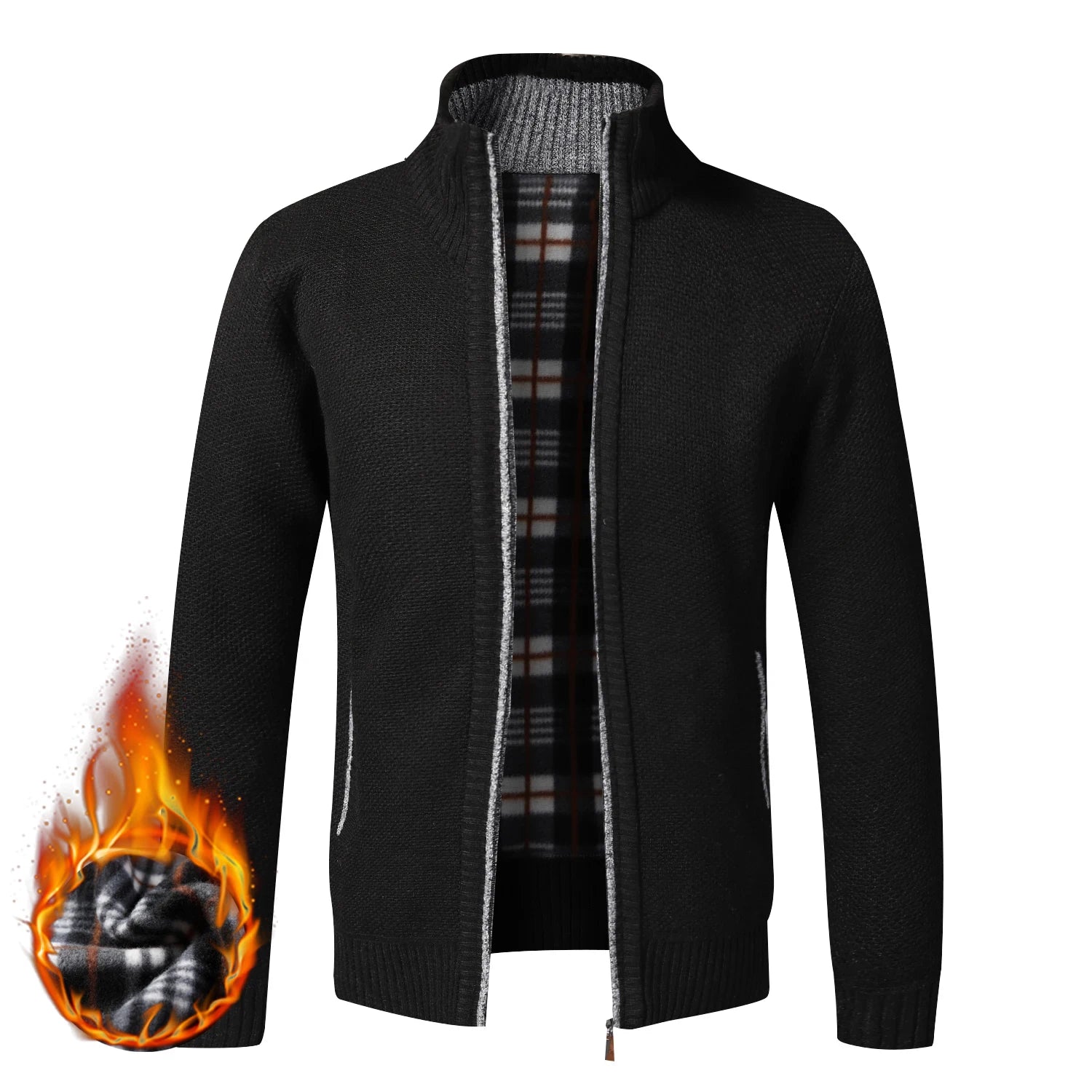 Cárdigan Invierno Hombre Lana Cremallera Slim Fit Lujo Marca Abrigo - Corporación Turística