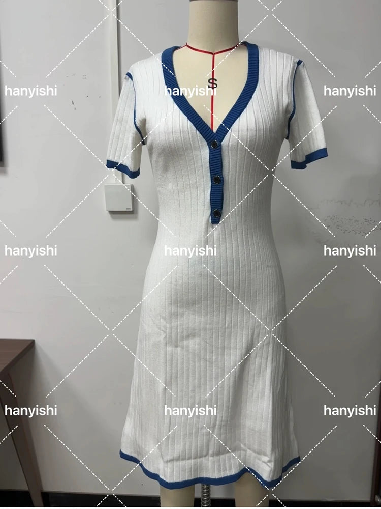 Minivestido Sexy de punto con cuello en V para mujer, ves...