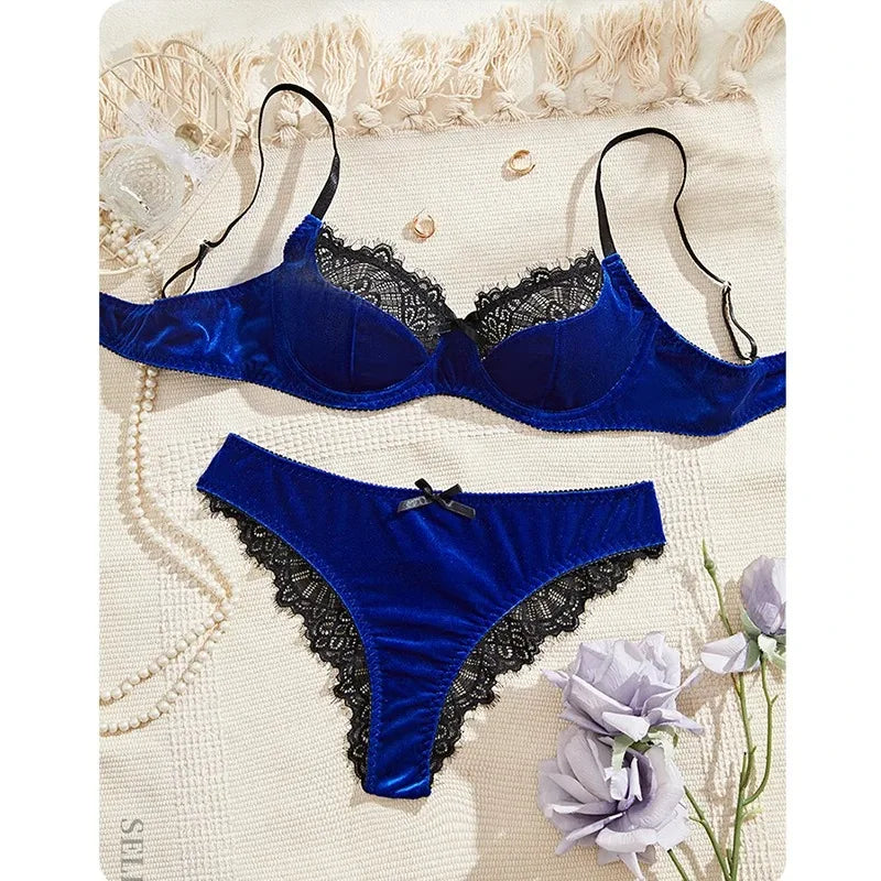 Sexy women's lingerie set with a bralette and panties, featuring lace details and comfortable fit from Corporación Turística.