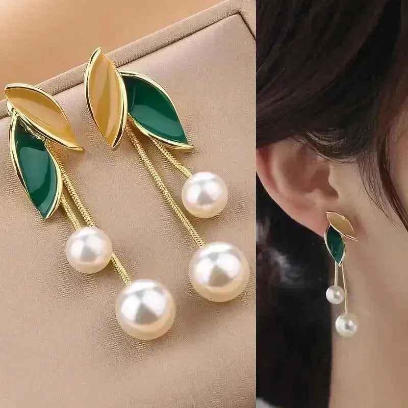 Pendientes de borla de perlas de moda coreana con aguja d...