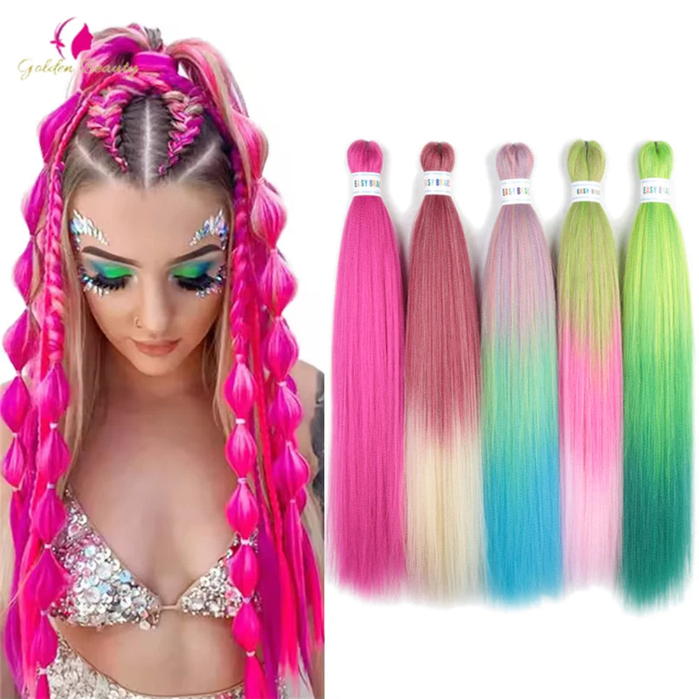 26' Cabello Sintético Preestirado Jumbo de Colores para T...