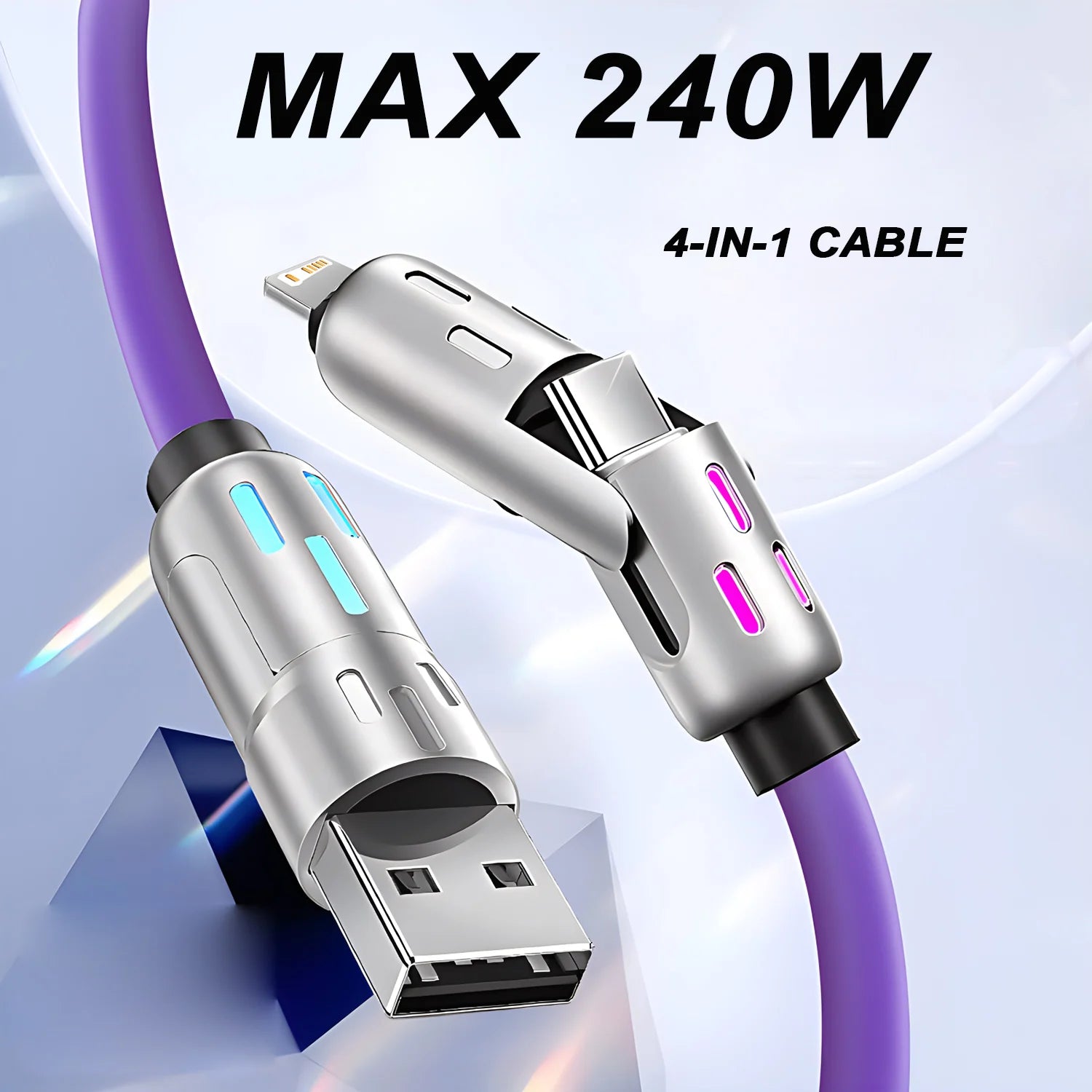 Cable 4 en 1 de 240W USB tipo C a USB C Cable de cargador...