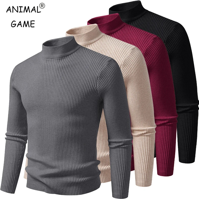 Jersey con cuello simulado para hombre, suéter de manga l...