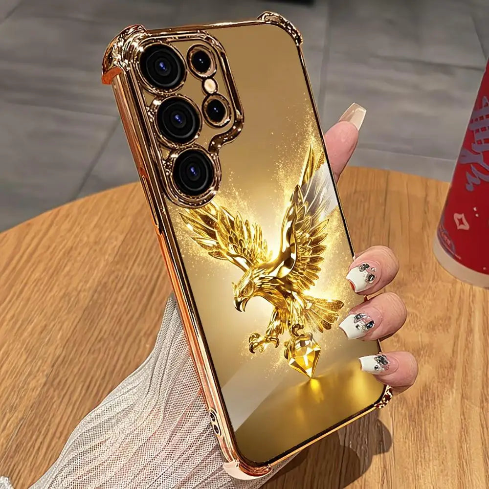 Gold eagle design phone case by Corporación Turística, featuring a shiny, detailed gold eagle image on a protective phone cover.