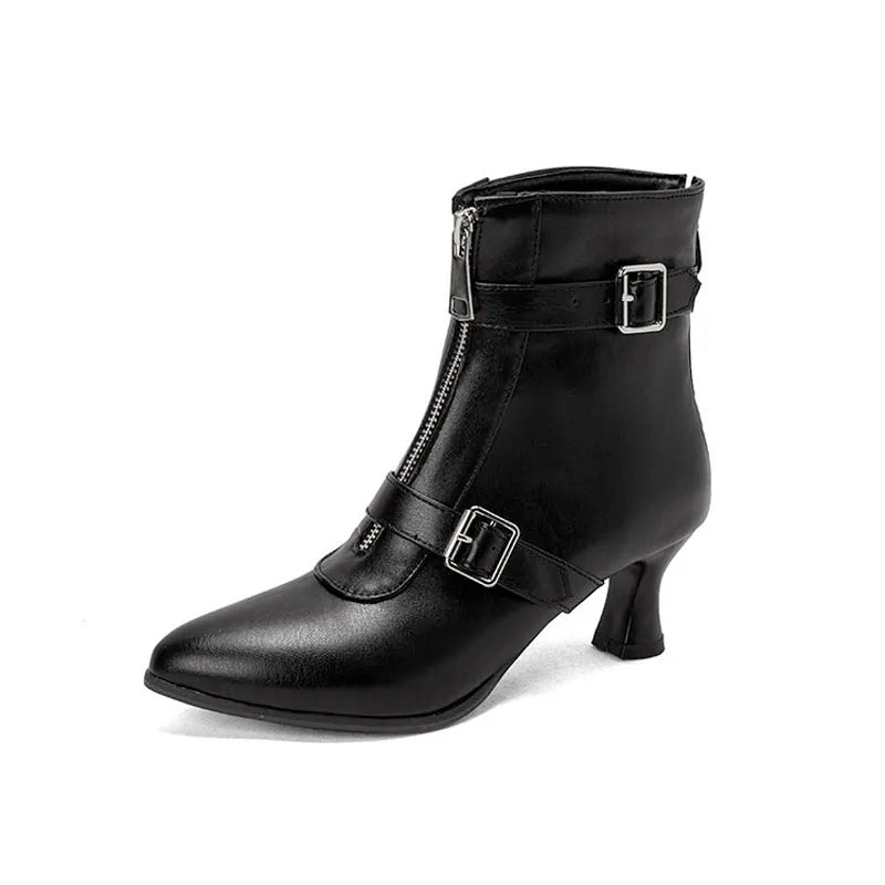 Botines de tacón grueso para mujer, zapatos de invierno c...