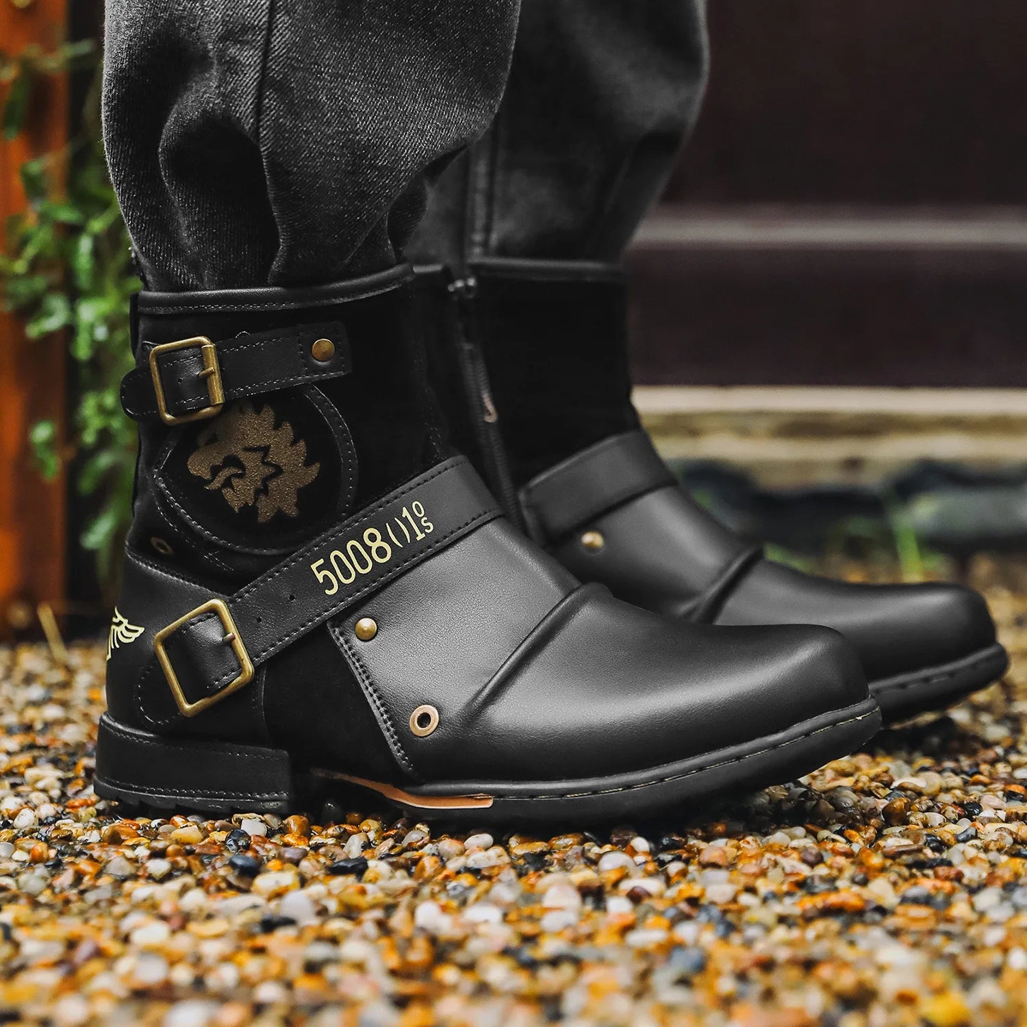 Botines de lujo con tótem para Hombre, Botas de moto con ...