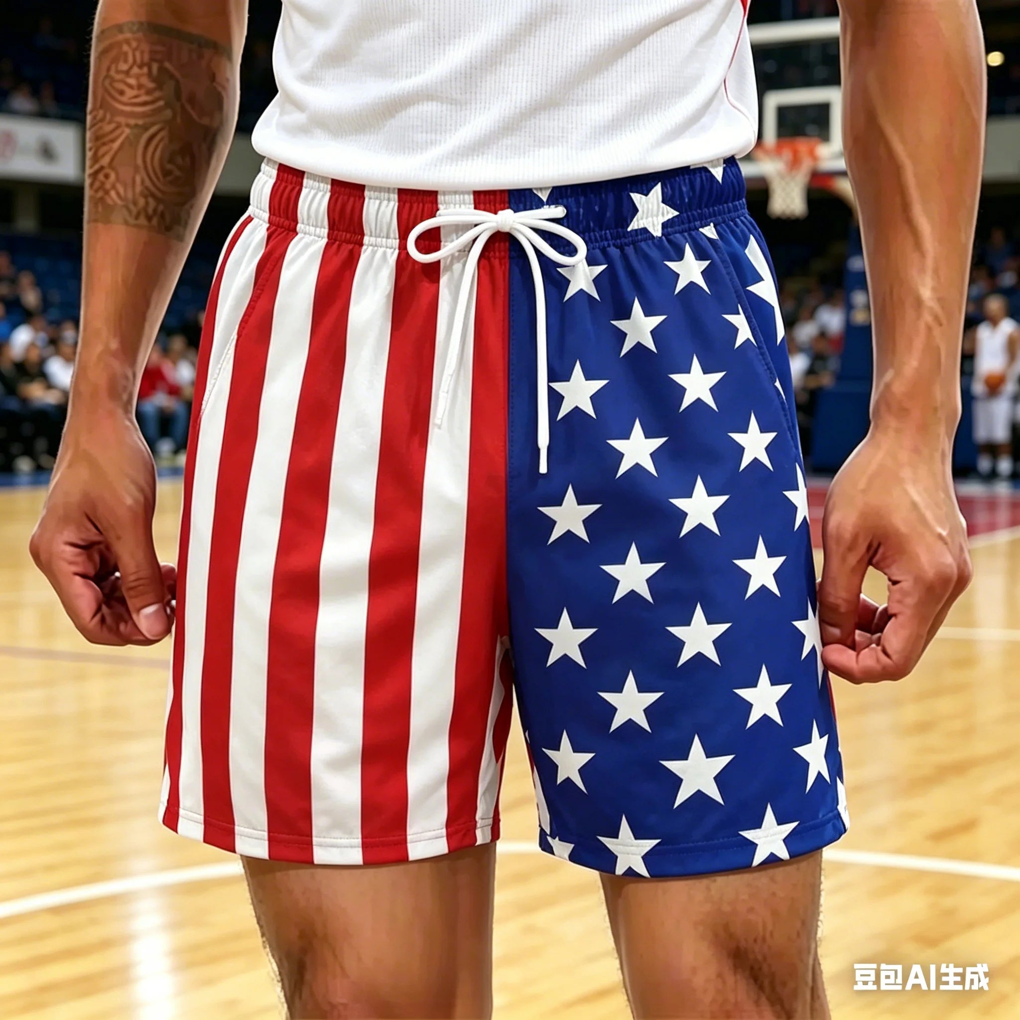 Pantalones Cortos con Rayas de Estrellas Rojas, Blancas y Azules, Pantalones Cortos Patrióticos, Pantalones Cortos de Estilo Urbano Americano, Pantalones Cortos Holgados de Verano para Uso Diario