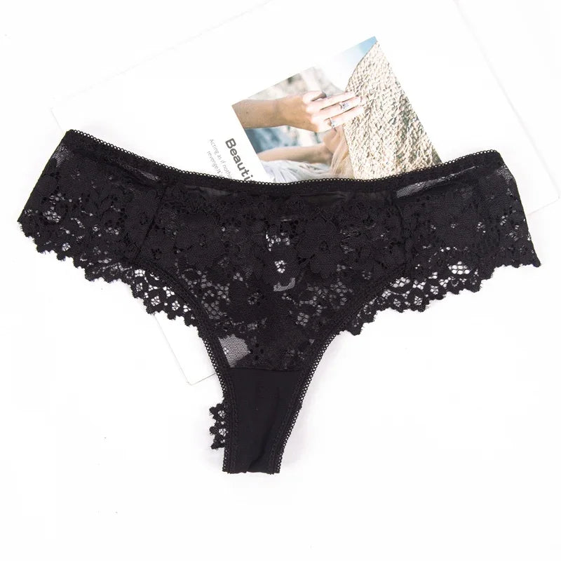 Sexy women's lace underwear, black panties from Corporación Turística, featuring delicate lace design and comfortable fit.