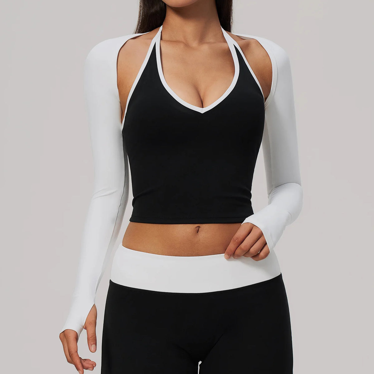 Camiseta de Yoga de Manga Larga sin Espalda para Mujer, T...