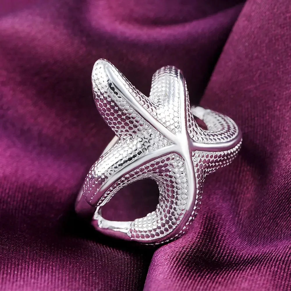 Anillos de estrella de mar grandes finos de Plata de Ley ...
