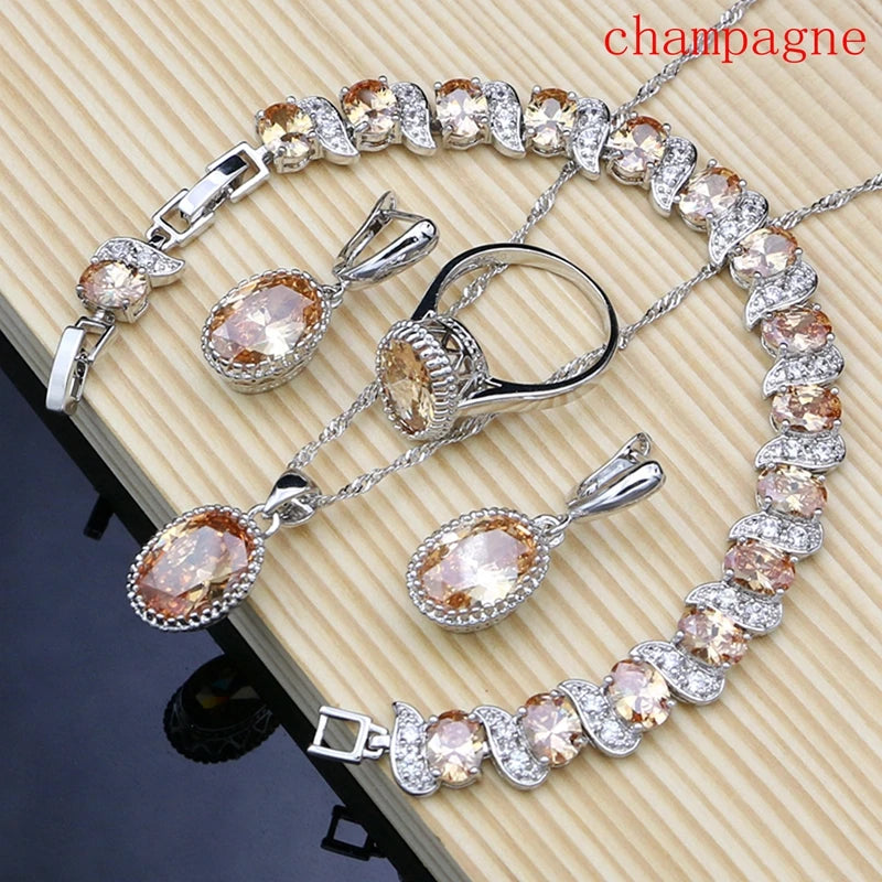 Conjunto de joyas de plata 925 Natural para mujer, pendie...