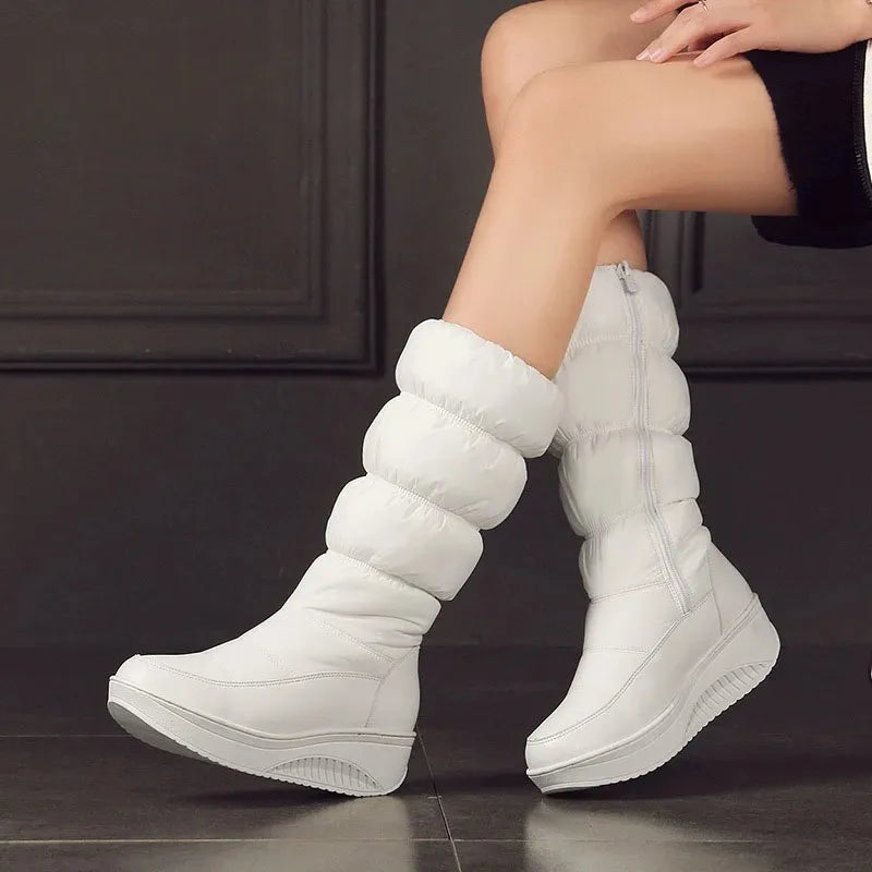 Botas de nieve impermeables para mujer, botas con platafo...