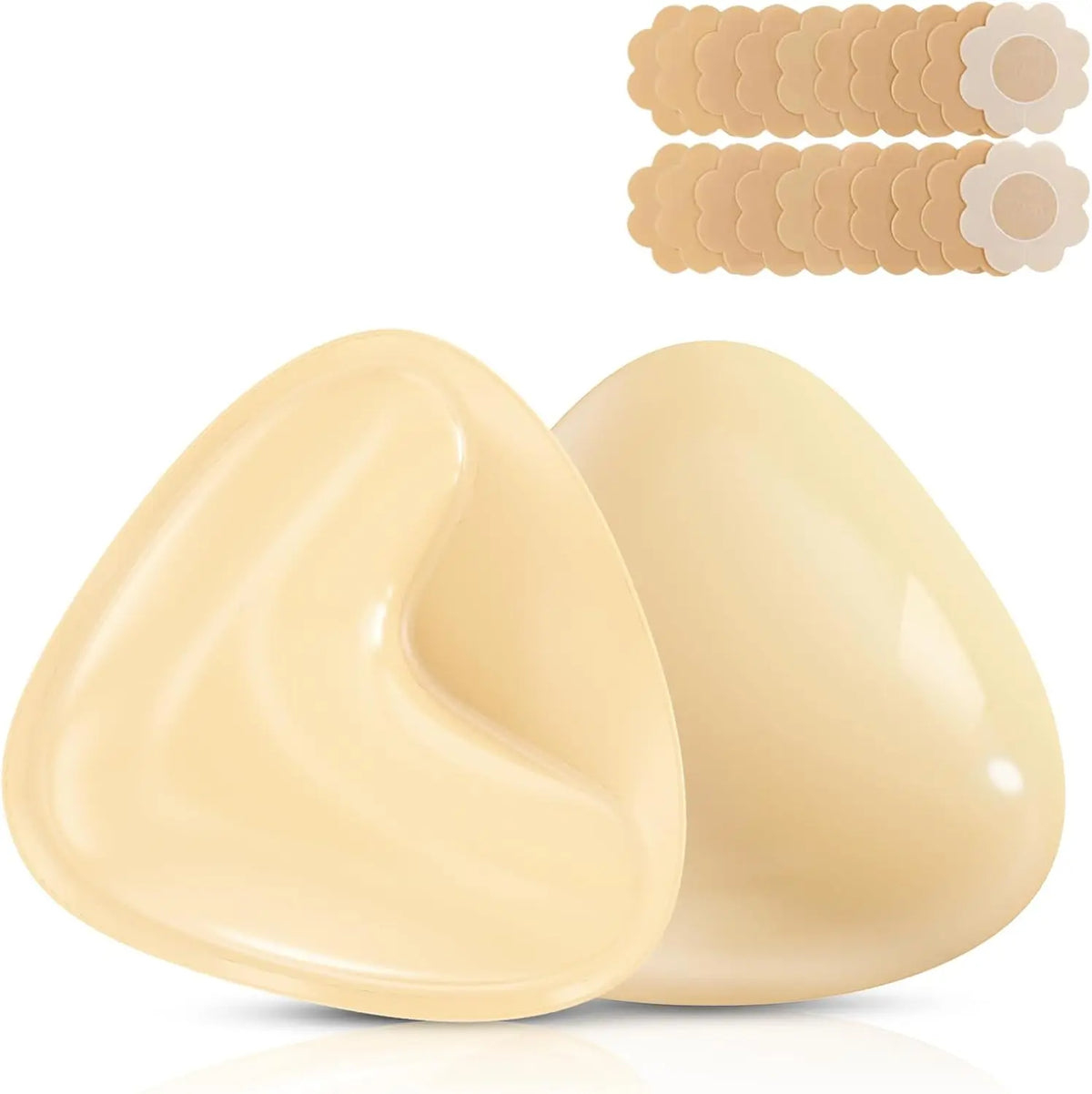 Push-pull adhesive bra lift pad from Corporación Turística, showing a close-up of the soft, skin-toned silicone pad with smooth edges.
