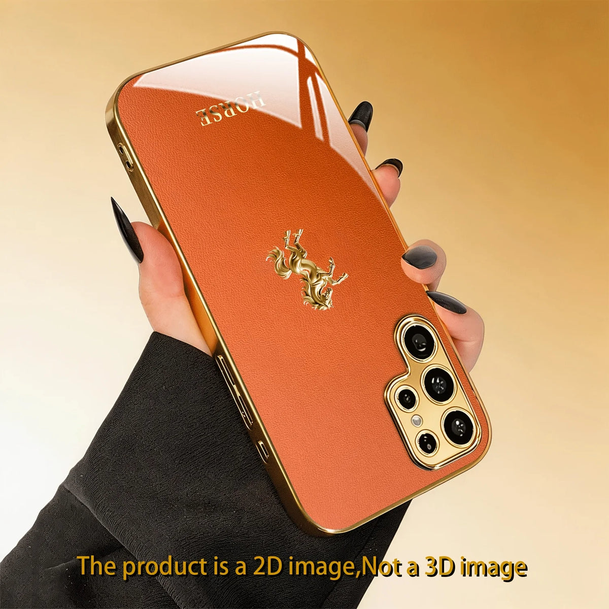 Electroplated glass phone case with gold pattern from Corporación Turística, showcasing a sleek, decorative design for a smartphone.
