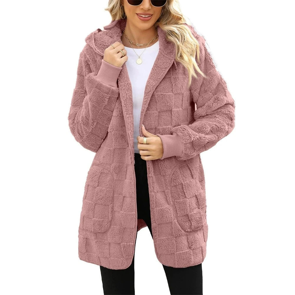 Chaqueta de terciopelo con capucha para mujer, estilo cár...
