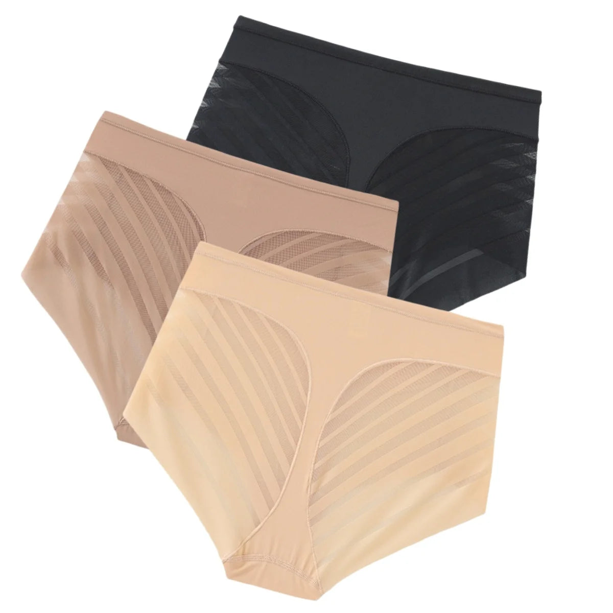 Set of three medium waist shaping fajas from Corporación Turística, featuring comfortable, contouring design for a smooth silhouette.