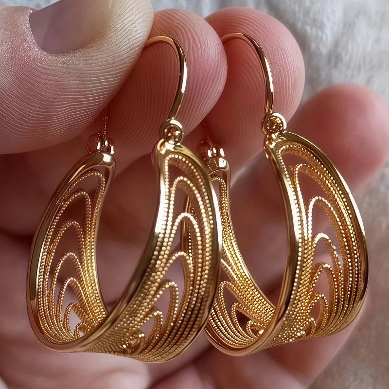 Pendientes Colgantes de Color Dorado para Mujer, con Patr...