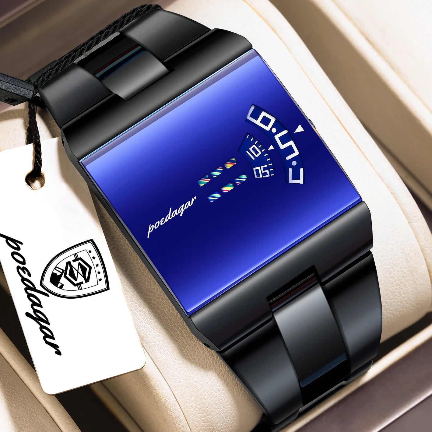 Reloj POEDAGAR Original para Hombre, Rectangular, Deporti...