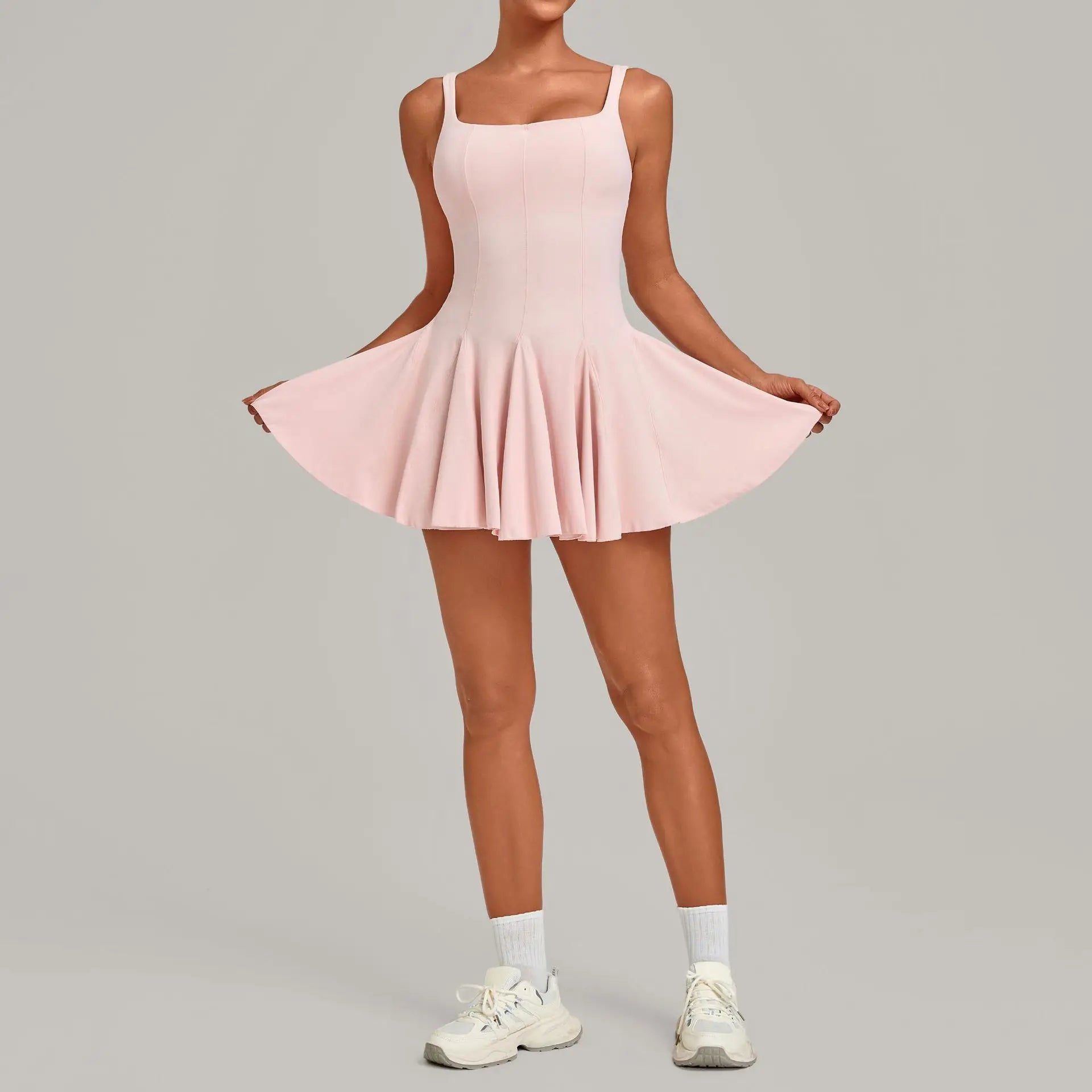 Vestido corto de tenis sin mangas y sin espalda con bolsi...