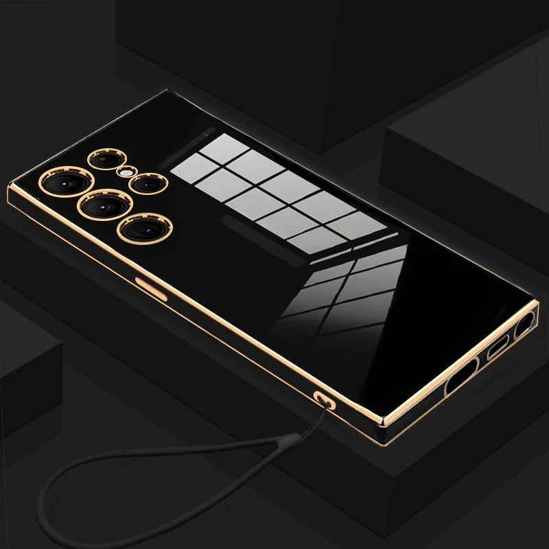 Luxury gold silicone case for Samsung Galaxy S25 Ultra S23 S22, protective phone cover by Corporación Turística.