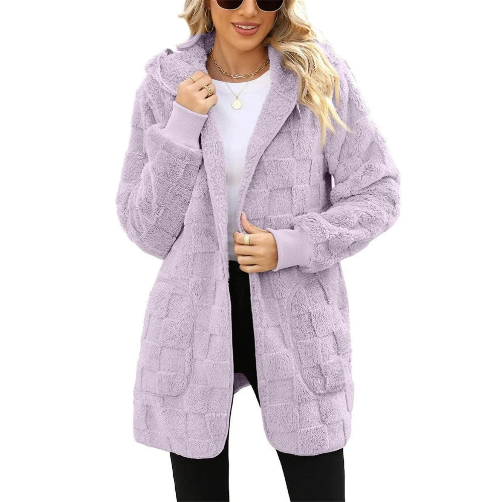 Chaqueta de terciopelo con capucha para mujer, estilo cár...