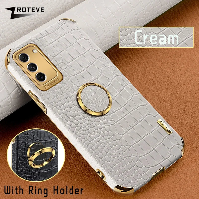 ZROTEVE S25 Ultra crocodile pattern phone case in black, designed for durable protection and stylish look.