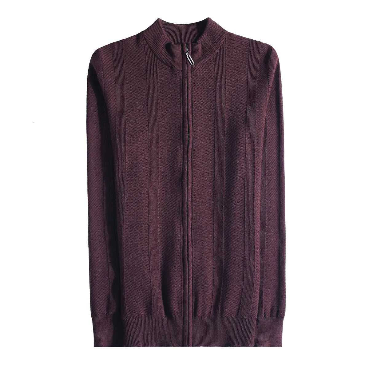Suéter de Hombre Otoño Invierno Cremallera Cuello Alto Tejido Elástico Cálido