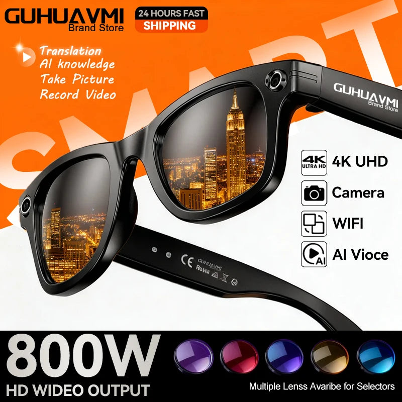 Gafas inteligentes AI 800W, cámara HD antivibración, grab...