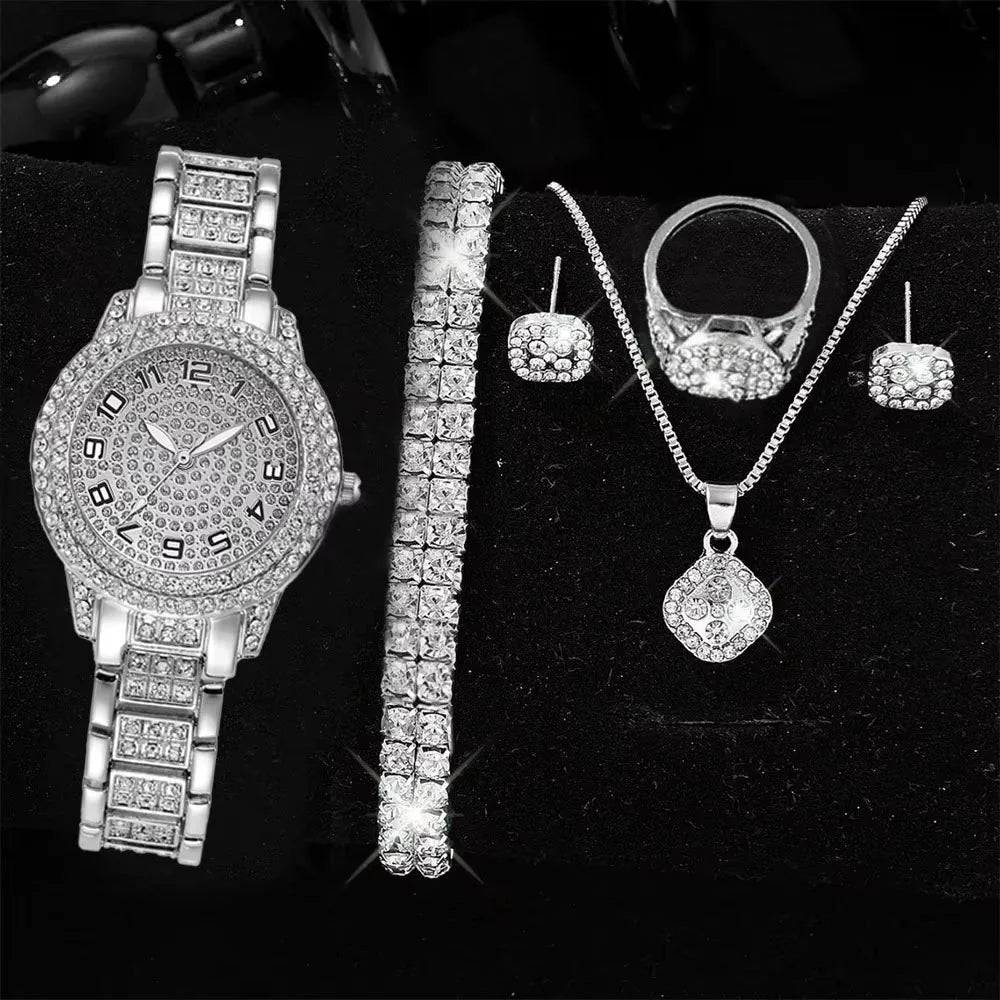 Reloj de tira de acero literal romano con diamantes compl...