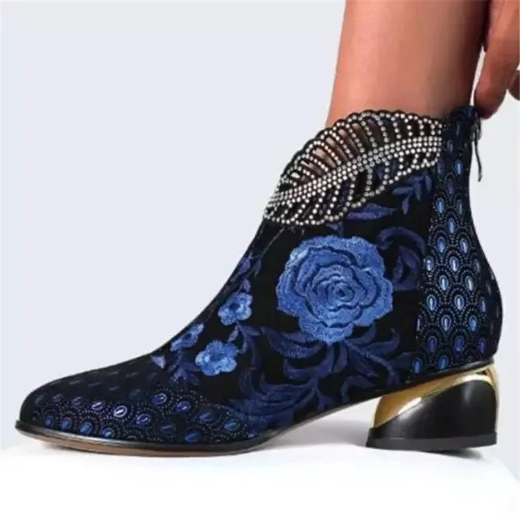 Nuevos botines, zapatos De Mujer, Botas De cuero bordadas...
